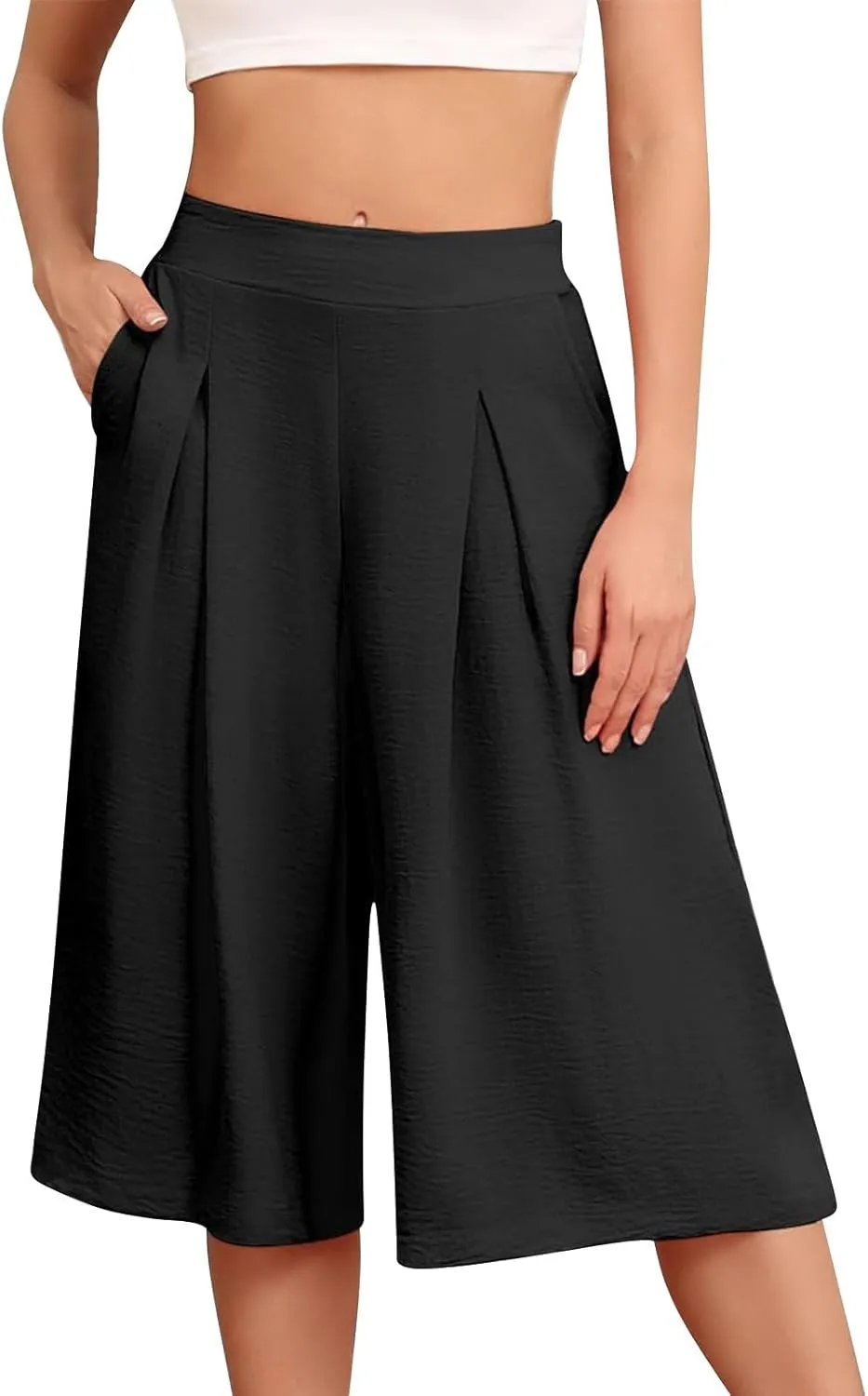 Womens' Yoga Pants with Pockets Tummy Control High Waist Flare Crop Waist Casual Palazzo Trousers 2025 Capris