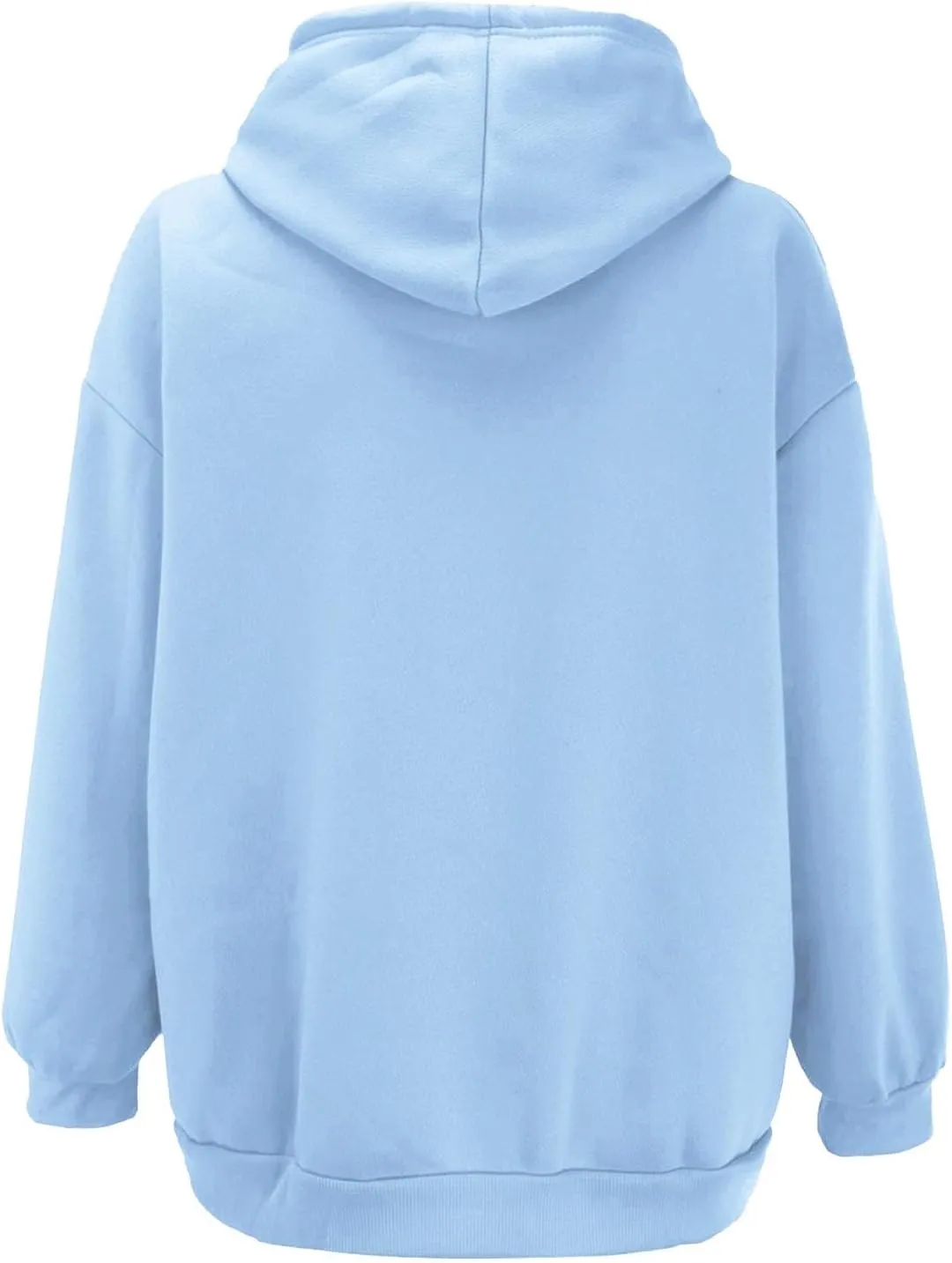 Women's Zip Up Hoodies Solid Color Oversized Sweatshirt Clothing Fall Casual Drawstring Jacket with Pockets