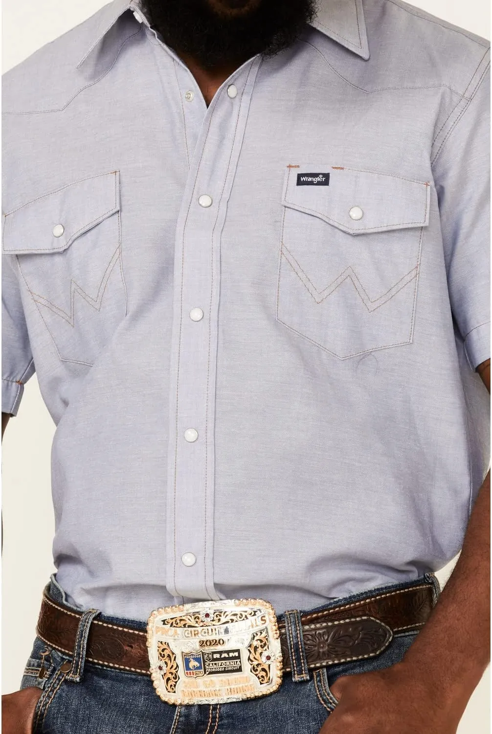 Wrangler Men's Snap Short Sleeve Western Snap Plaid Shirt