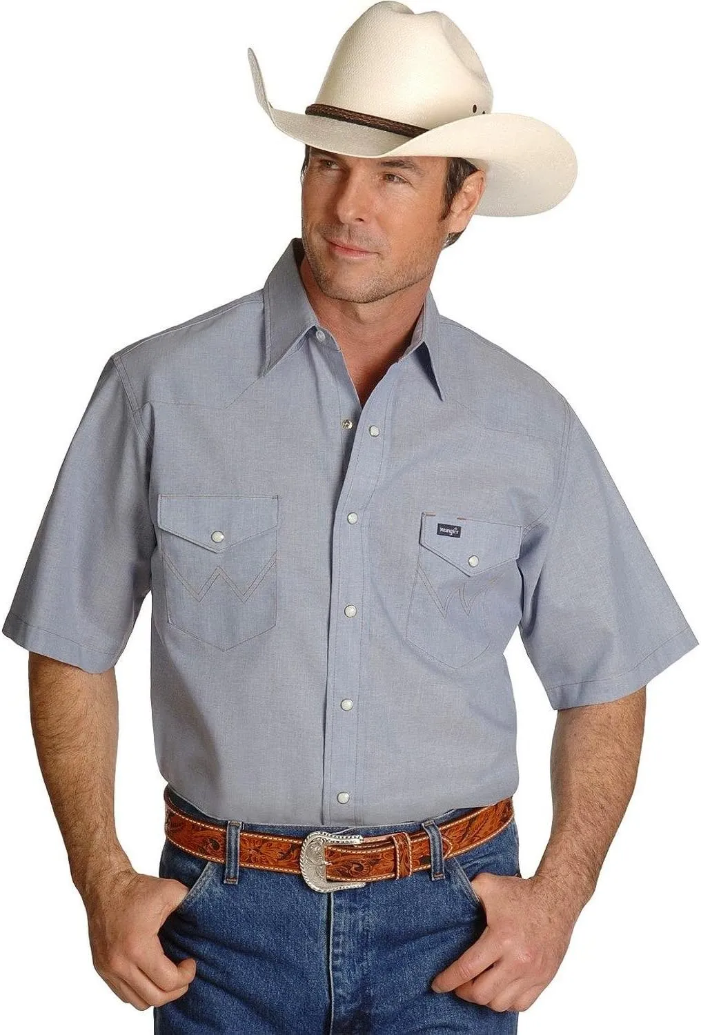 Wrangler Men's Snap Short Sleeve Western Snap Plaid Shirt