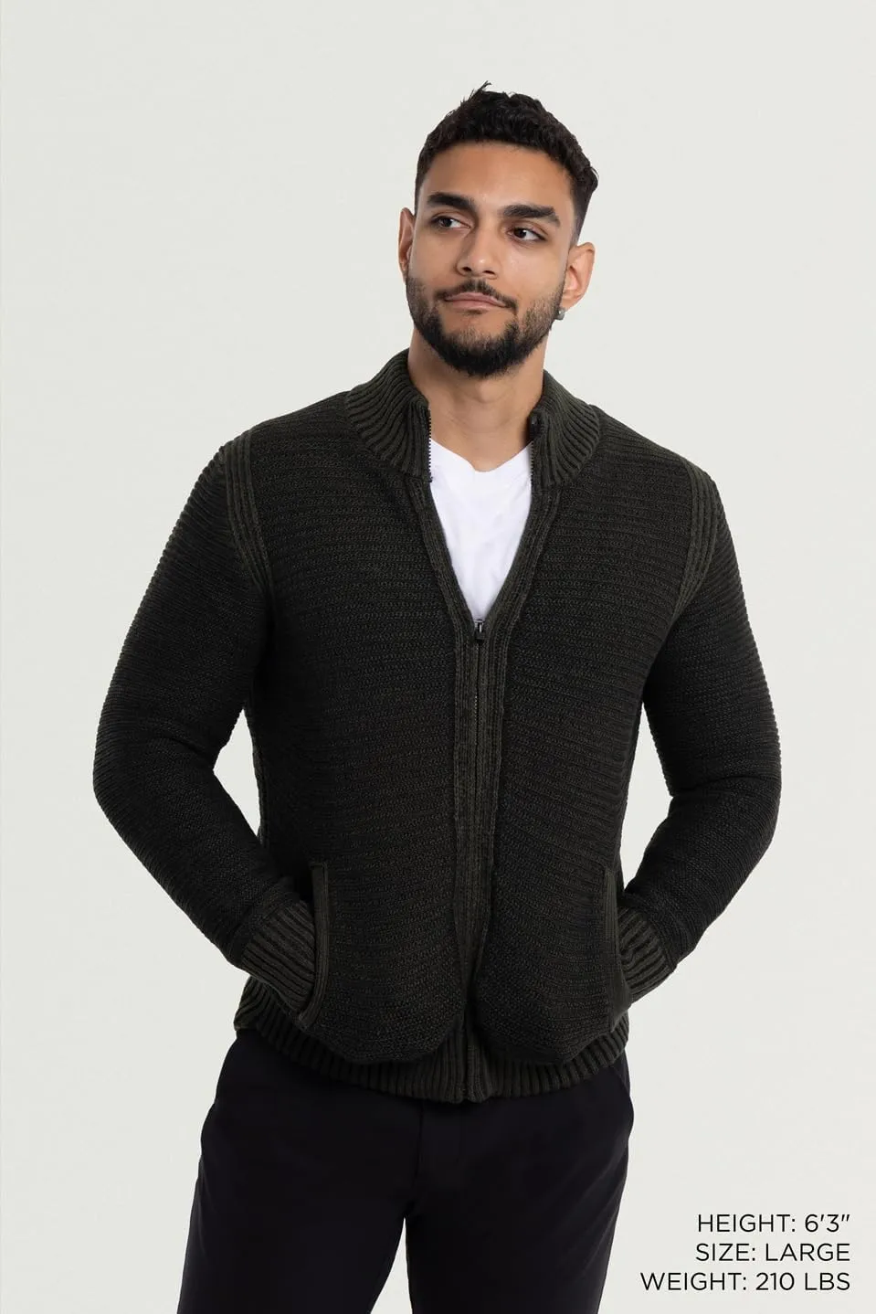X RAY Mens Zip Up Cardigan Sweater for Men, Full Zip Slim Fit Knit Jacket for Spring (Big and Tall),