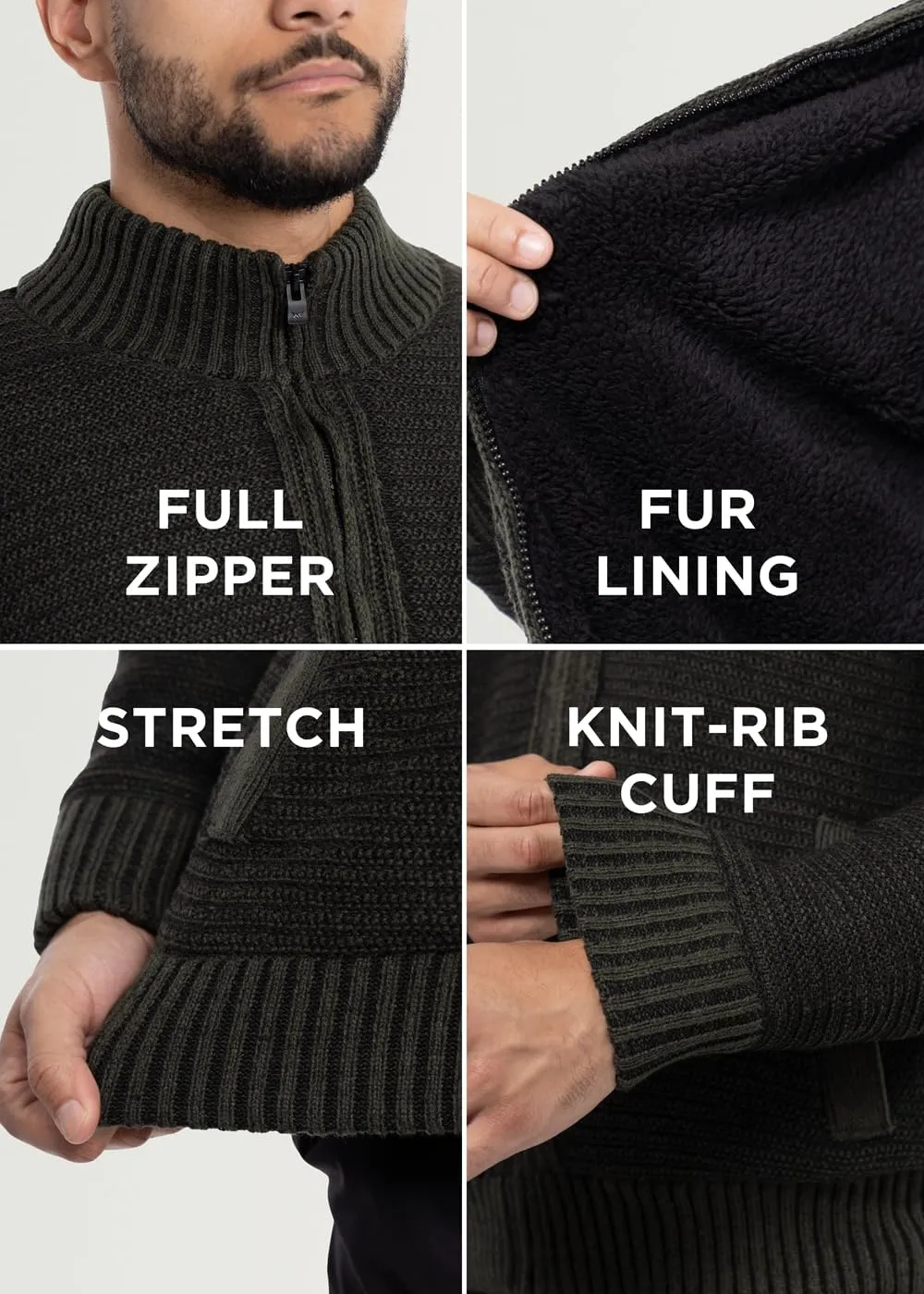 X RAY Mens Zip Up Cardigan Sweater for Men, Full Zip Slim Fit Knit Jacket for Spring (Big and Tall),