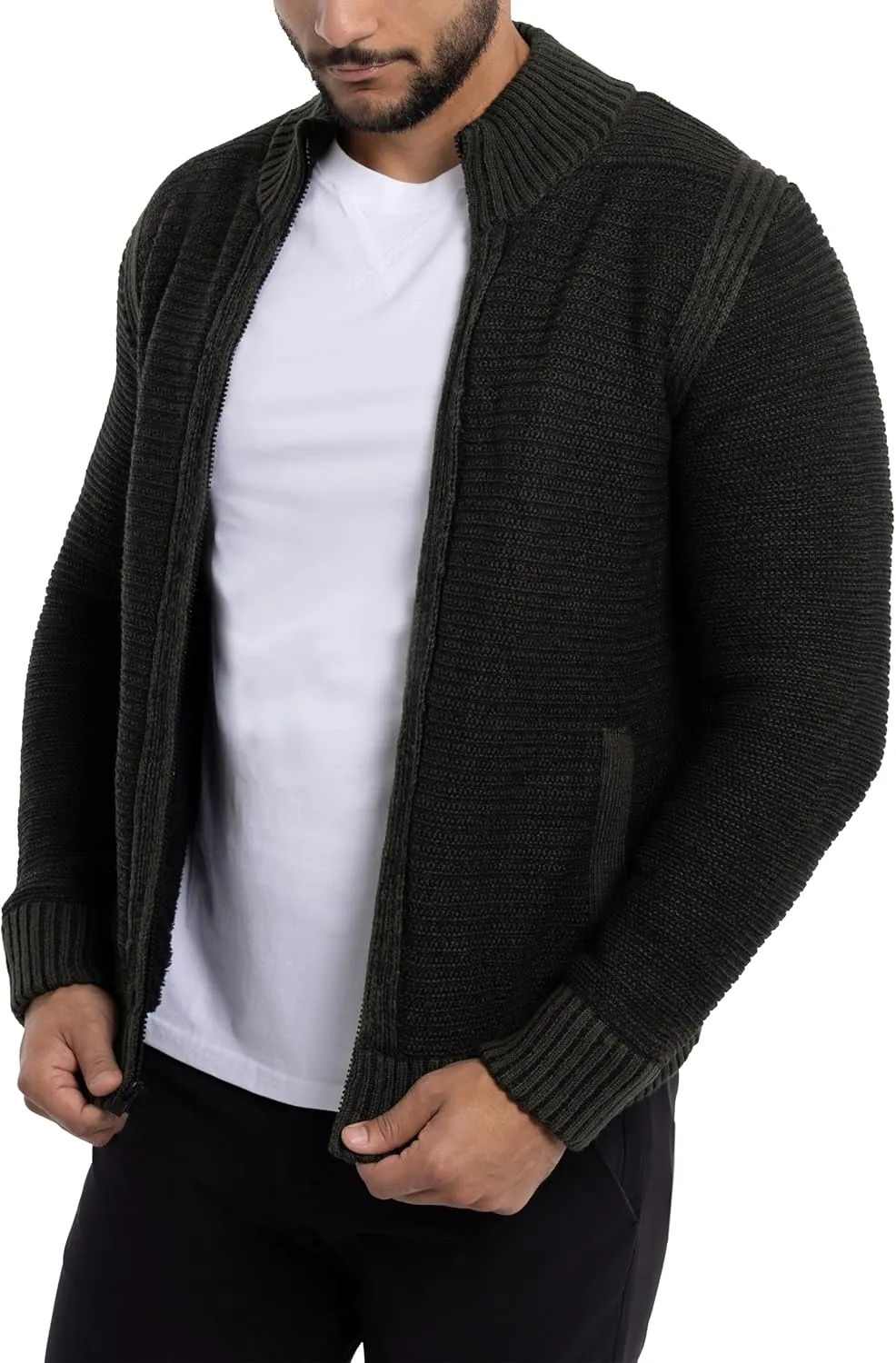 X RAY Mens Zip Up Cardigan Sweater for Men, Full Zip Slim Fit Knit Jacket for Spring (Big and Tall),