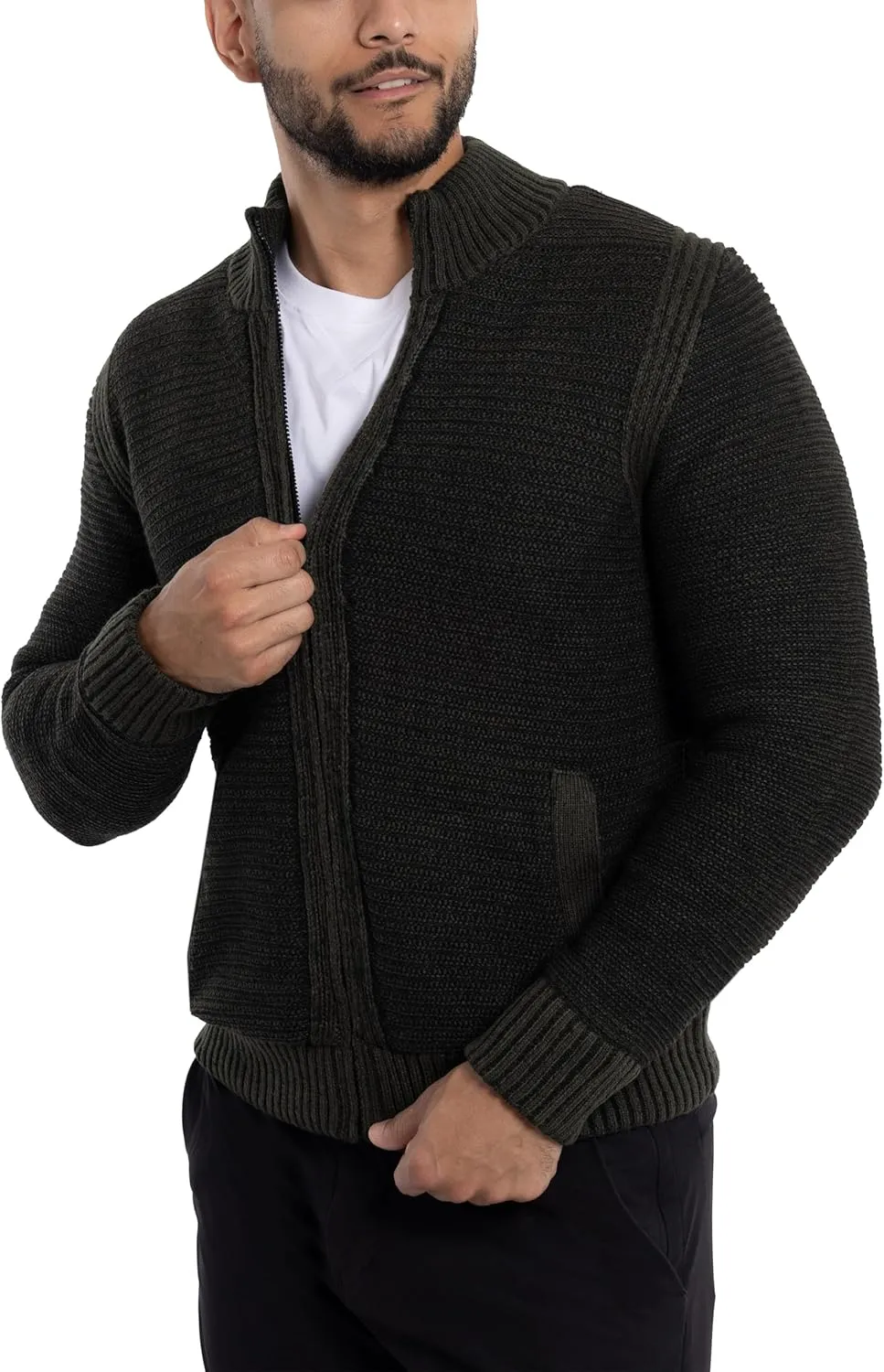 X RAY Mens Zip Up Cardigan Sweater for Men, Full Zip Slim Fit Knit Jacket for Spring (Big and Tall),
