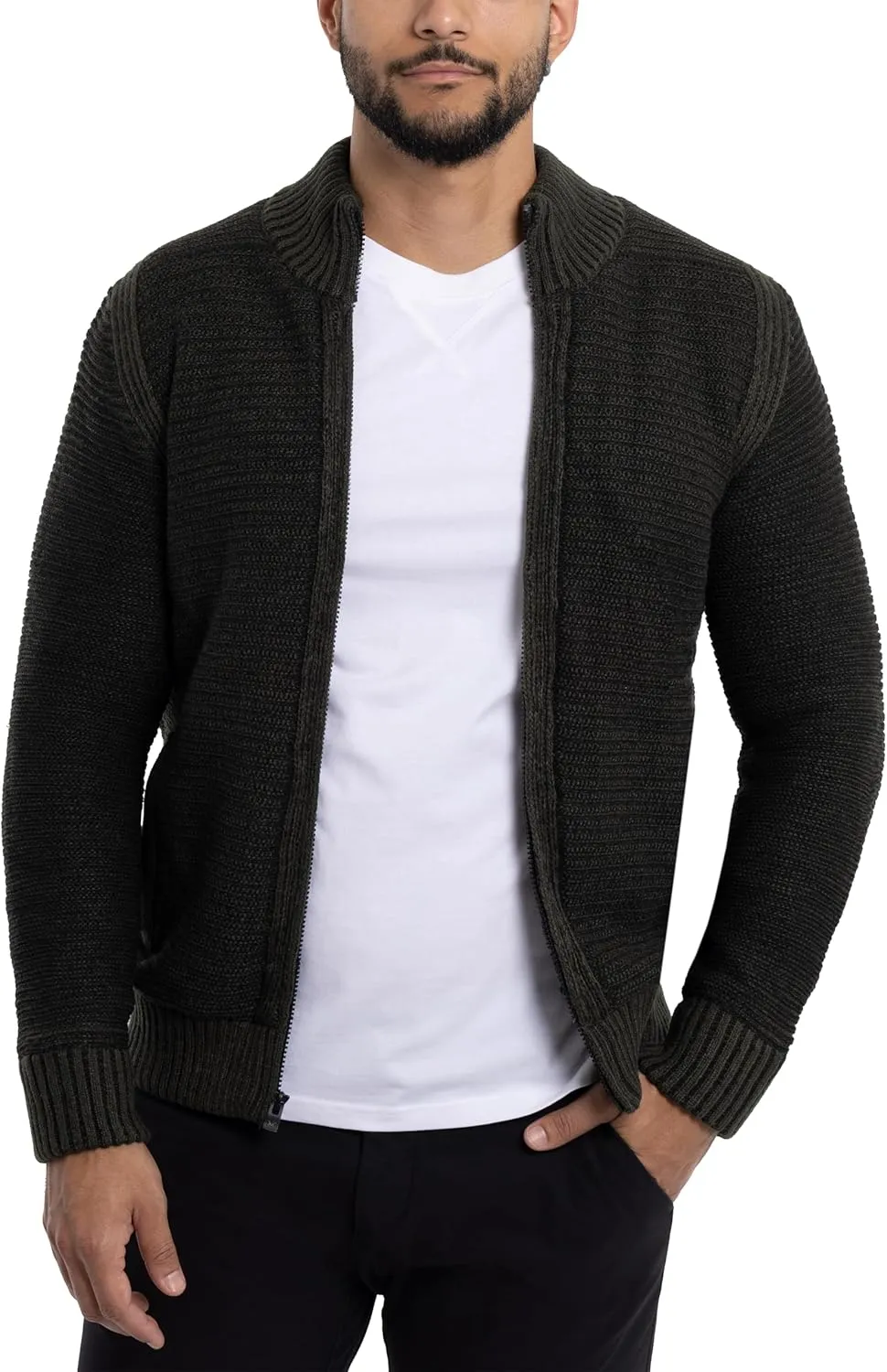 X RAY Mens Zip Up Cardigan Sweater for Men, Full Zip Slim Fit Knit Jacket for Spring (Big and Tall),