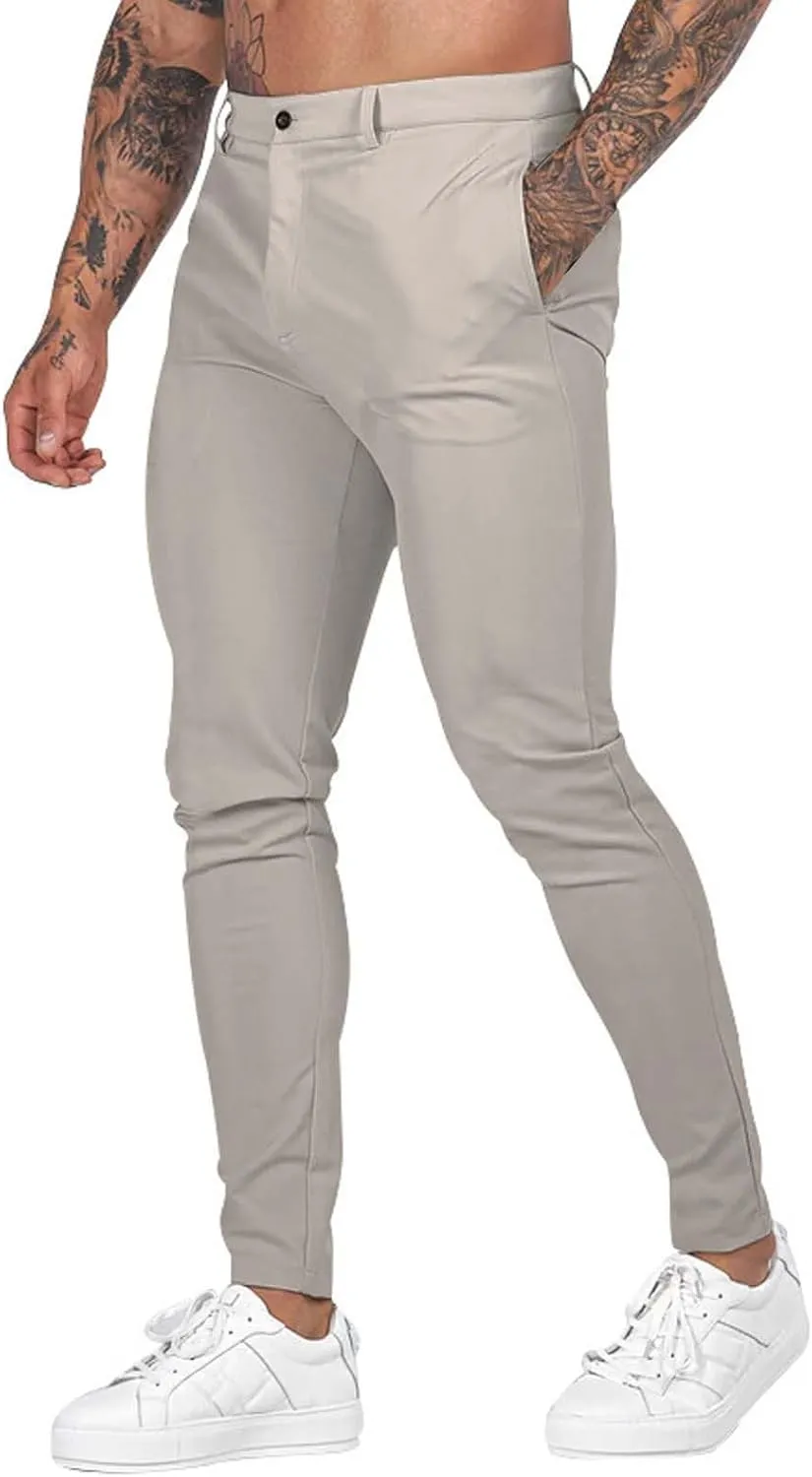 XUETON Mens Slim Fit Dress Pants Casual Work Skinny Suit Pants Flat-Front Stretch Chino Tapered Straight Leg Golf Dress Pants