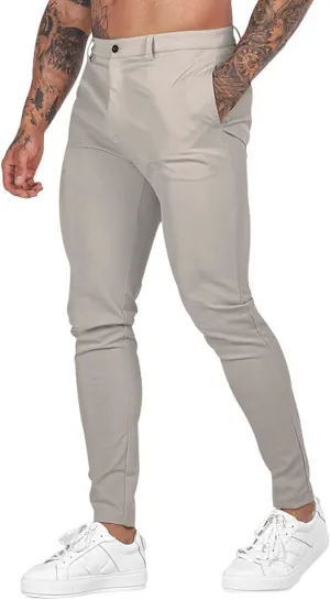 XUETON Mens Slim Fit Dress Pants Casual Work Skinny Suit Pants Flat-Front Stretch Chino Tapered Straight Leg Golf Dress Pants