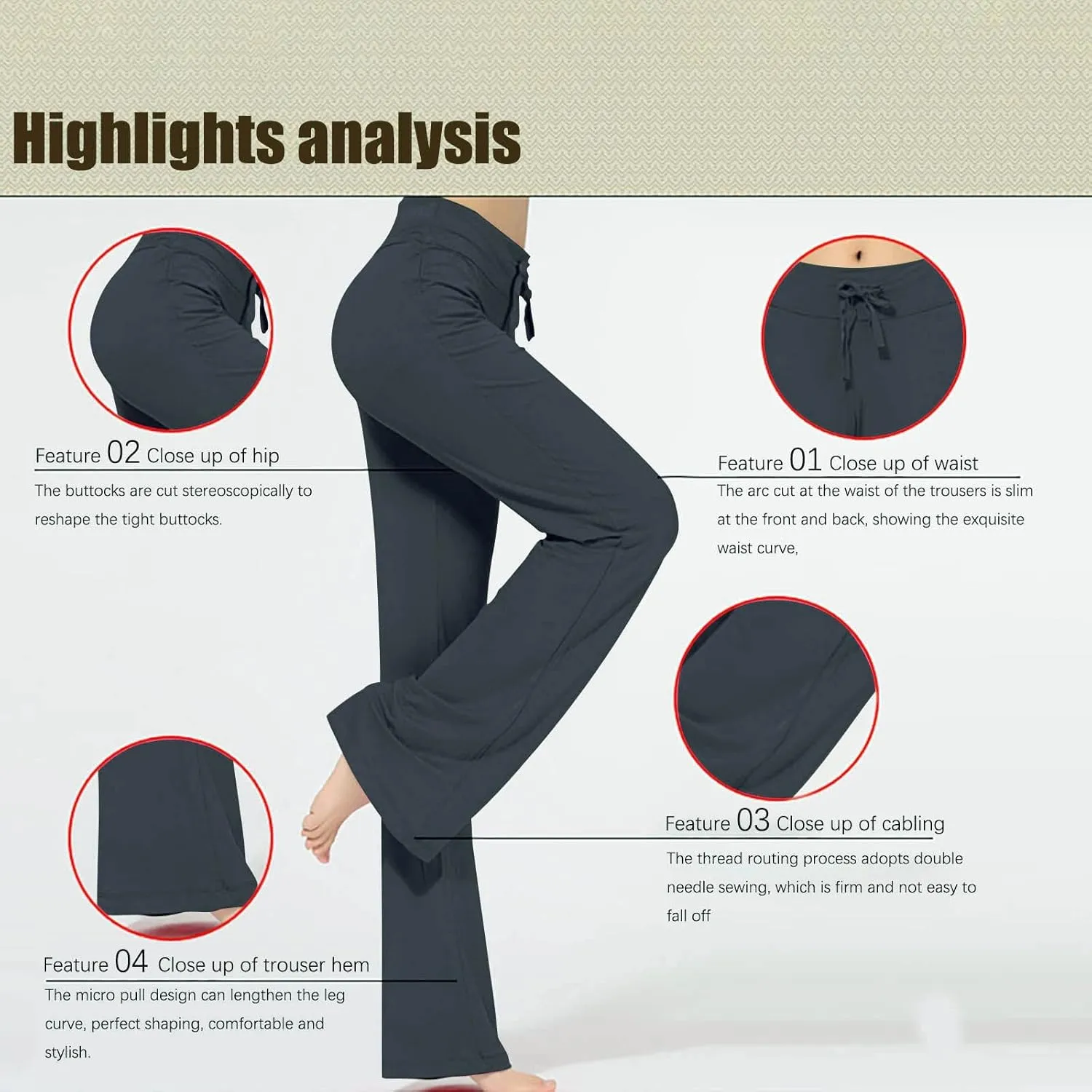 yardsong Womens Workout Pants High Waist Wide Leg Yoga Pants Flare Bootcut Soft Gym Leggings Comfy Lounge Trousers