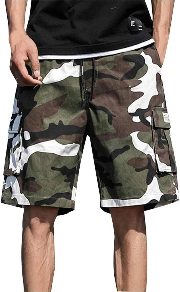 Ymosrh Men's Shorts Summer Outdoors Casual Camouflage Overalls Plus Size Sport Shorts Pants Casual, M-7XL