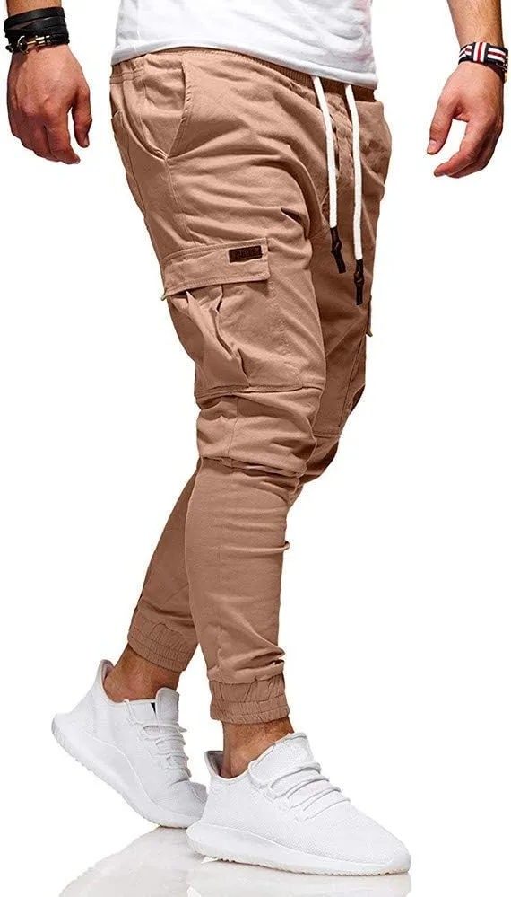 ZHUER Mens Slim Fit Sweatpants Cargo Pants Stretch Elastic Waist Jogger Pants Fashion Casual Chino Pants 2023 Fall Winter