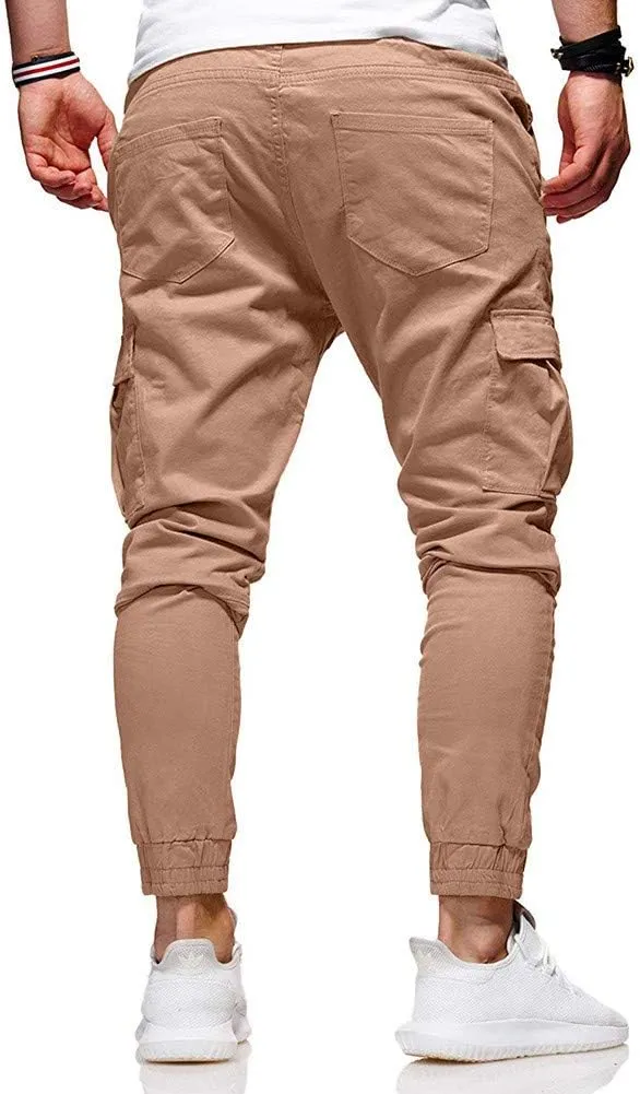 ZHUER Mens Slim Fit Sweatpants Cargo Pants Stretch Elastic Waist Jogger Pants Fashion Casual Chino Pants 2023 Fall Winter