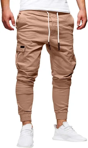 ZHUER Mens Slim Fit Sweatpants Cargo Pants Stretch Elastic Waist Jogger Pants Fashion Casual Chino Pants 2023 Fall Winter