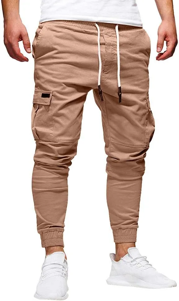 ZHUER Mens Slim Fit Sweatpants Cargo Pants Stretch Elastic Waist Jogger Pants Fashion Casual Chino Pants 2023 Fall Winter