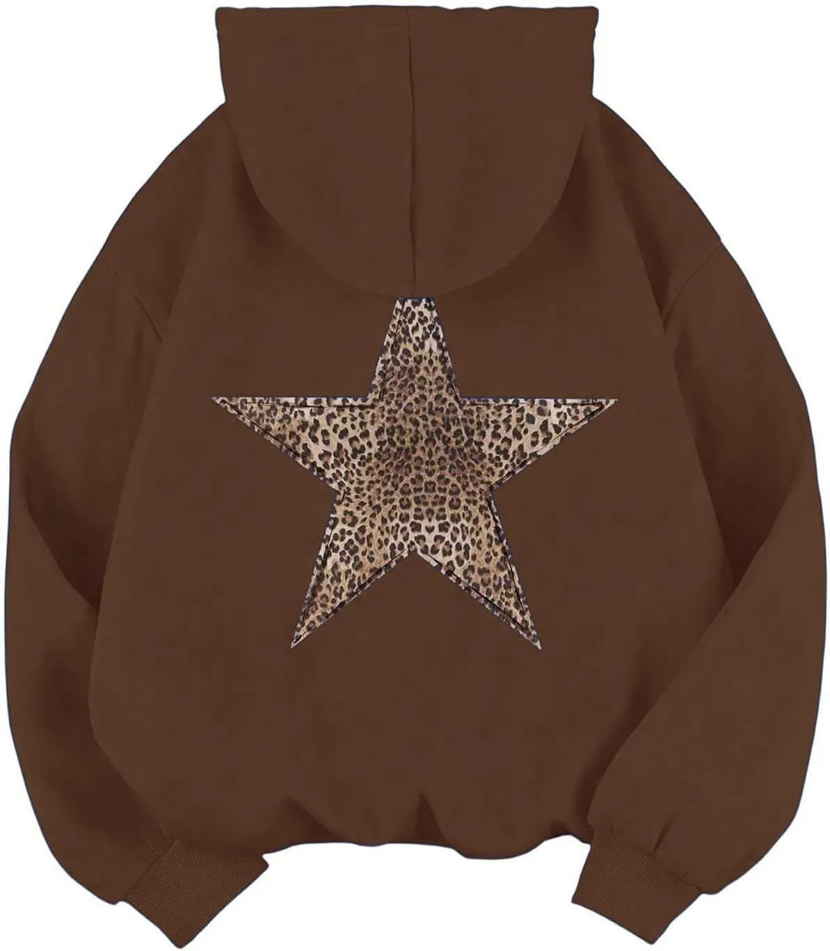 ZWRXW Oversized Graphic Hoodie Sweatshirt for Women Leopard Star Long Sleeve Pullover Sweater Fashion Y2K Outfits Tops